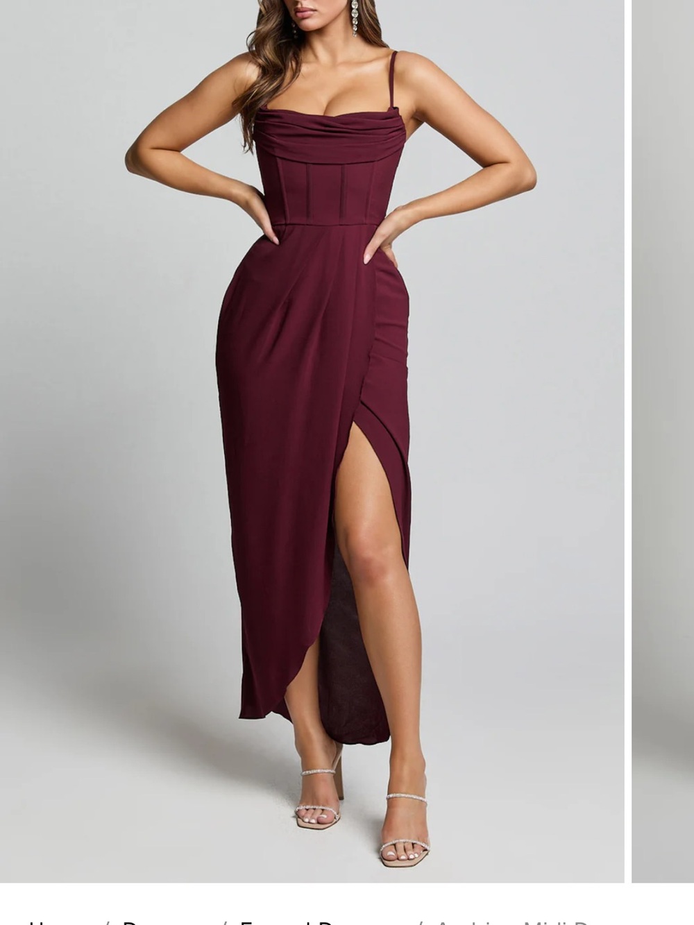 Showpo Plum High-Low Slip Dress with Side Thigh Slit